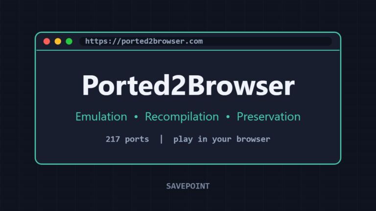Arte do SavePoint sobre o Ported2Browser, diretorio de jogos que rodam no navegador